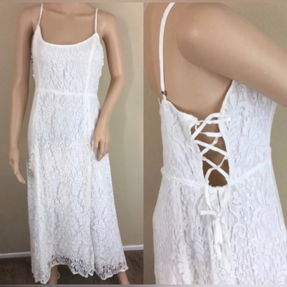 Hollister, white lace dress midi - (size medium ) - Picture 3 of 8